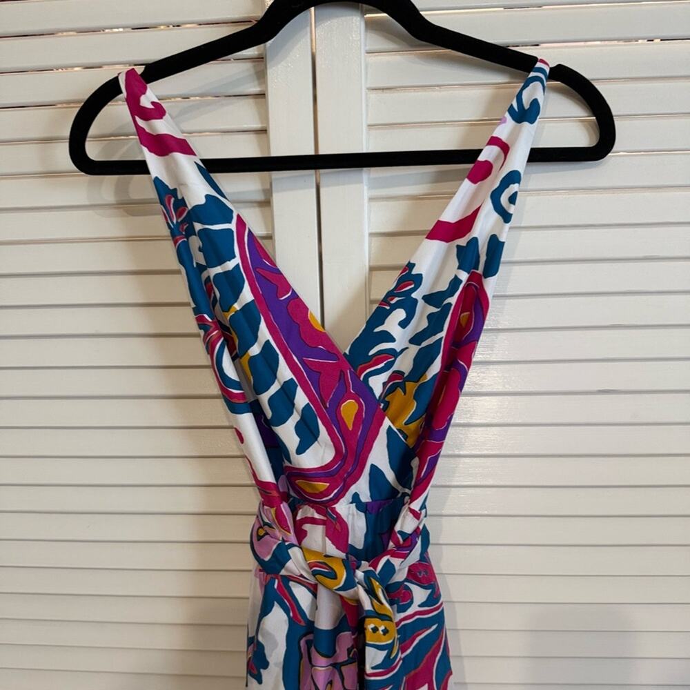 NWT NEW J.Crew Silk V-Neck Maxi Dress in Aja Ivory Painted Paisley Tie Waist - Picture 10 of 13
